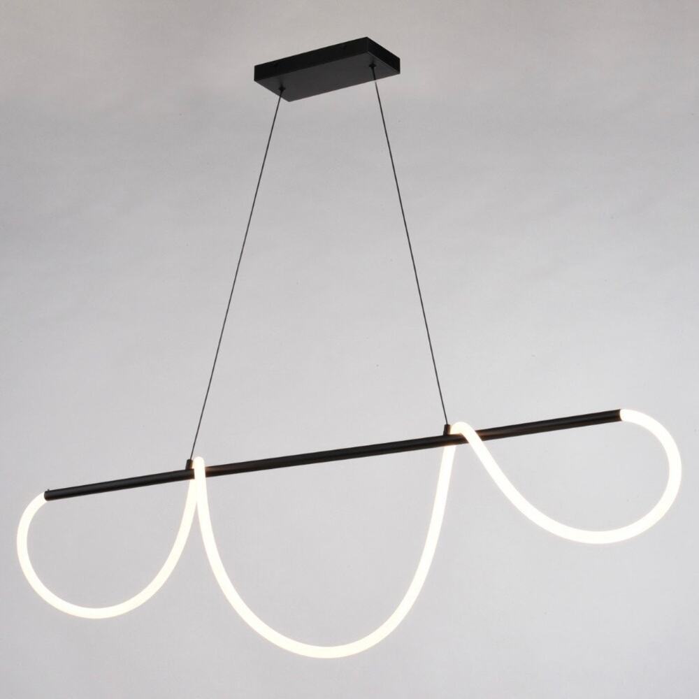NIB BOWMAN LED Matte Black Contemporary Chandelier Island Pendant Light Fixture